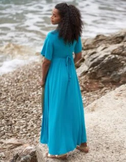 Seraphine Robe Longue Grossesse à Allaitement En Jersey Bleu Turquoise -Seraphine Sydney Turquoise 07 V1