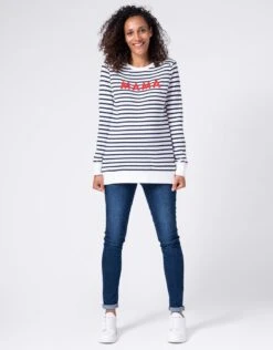 Seraphine Sweats Mama Et Mini En Mélange De Coton – Bleu Marine/Blanc -Seraphine Tasha NavyStripe 04 V2