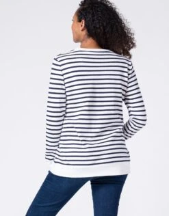 Seraphine Sweats Mama Et Mini En Mélange De Coton – Bleu Marine/Blanc -Seraphine Tasha NavyStripe 05 V2