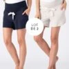 Seraphine Short Grossesse Essentiel En Jersey à Taille Haute (Lot De Deux) -Seraphine Tasmine GreyNavy 01 FR V2