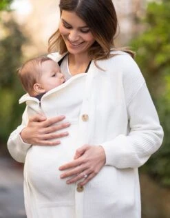 Seraphine Gilet 3 En 1 En Maille Côtelée - Crème -Seraphine Tauna Ecru 06 V4