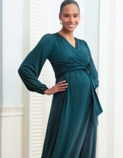 Seraphine Robe Grossesse Et Allaitement Longue – Vert Sapin -Seraphine Theia DrkGreen 04 V4