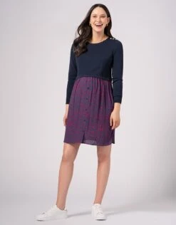 Seraphine Robe Grossesse Et Allaitement Haut En Maille – Bleu Marine