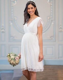 Seraphine Robe De Mariée Grossesse Courte Décolletée Dans Le Dos - Ivoire -Seraphine VivienneShort Ivory 07 V4