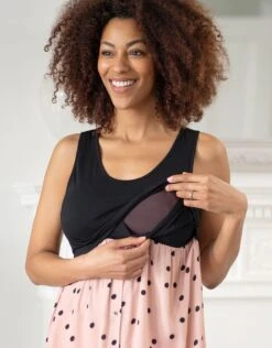 Seraphine Ensemble Pull Superposé Et Robe De Grossesse à Pois Roses -Seraphine Waverly BlackBlush 06 V3