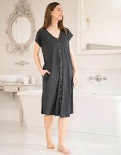 Seraphine Robe D'hôpital Midi En Coton Bio – Gris -Seraphine Weston Charcoal 03 V3