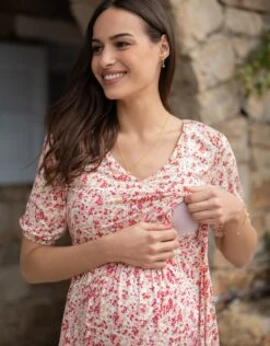 Seraphine Robe T-shirt De Grossesse à Allaitement à Imprimé Floral Et Col En V -Seraphine Whitley Floral 03 V2