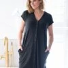 Seraphine Robe D'hôpital En Coton – Gris -Seraphine Whitney Charcoal 01