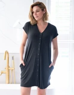 Seraphine Robe D'hôpital En Coton – Gris