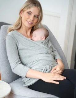 Seraphine Haut Contact Peau à Peau En Coton Manches Longues - Gris