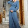 Seraphine Robe Longue Grossesse Et Allaitement, Bleu Ardoise -Seraphine Winter Slate 01 V1
