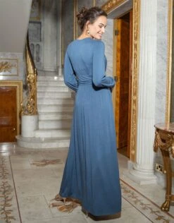 Seraphine Robe Longue Grossesse Et Allaitement, Bleu Ardoise -Seraphine Winter Slate 05 V1