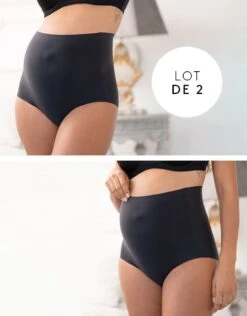 Seraphine Lot De 2 Culottes Hautes Grossesse Sans-démarcation – Noir