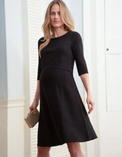 Seraphine Robe Grossesse Et Allaitement En Maille Extensible, Noire