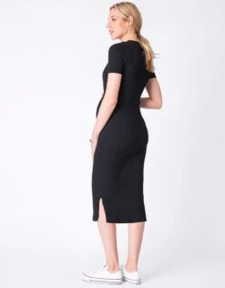 Seraphine Robe Grossesse Et Allaitement En Maille Côtelée – Noir -Seraphine amaya black 05 V4