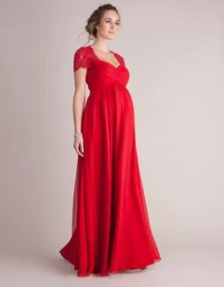 Seraphine Robe Longue Grossesse En Soie Et Dentelle - Rouge -Seraphine anastasia scarlet 01 no tags