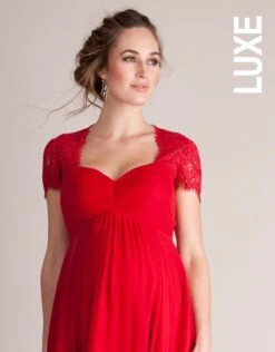 Seraphine Robe Longue Grossesse En Soie Et Dentelle - Rouge -Seraphine anastasia scarlet 06