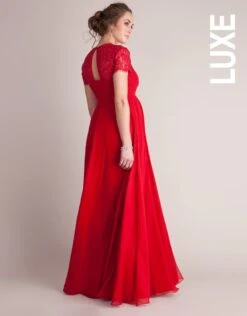 Seraphine Robe Longue Grossesse En Soie Et Dentelle - Rouge -Seraphine anastasia scarlet 5