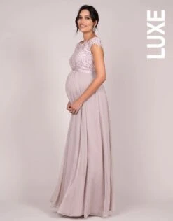 Seraphine Robe Longue Grossesse Soie Et Dentelle - Rose Pâle -Seraphine angelita blush 04 1