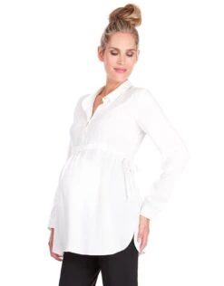 Seraphine Blouse Grossesse à Nouer Sur Les Côtés - Ivoire -Seraphine annora white 04