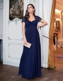 Seraphine Robe De Soirée Grossesse Soie Et Dentelle - Bleu Marine -Seraphine antonia midnight 04