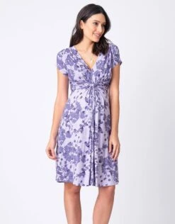 Seraphine Robe Grossesse Nouée à Imprimé - Lavande -Seraphine blossom lavendergrey 01