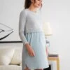 Seraphine Robe Grossesse Et Allaitement Bi-matière En Coton - Gris Chiné/Chambray -Seraphine cedar greychambray 02 1