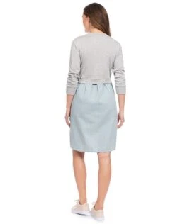 Seraphine Robe Grossesse Et Allaitement Bi-matière En Coton - Gris Chiné/Chambray -Seraphine cedar greychambray 06
