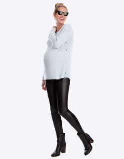 Seraphine Legging Grossesse Empiècement Simili-cuir -Seraphine cici black 08