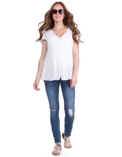 Seraphine Haut Grossesse Fluide - Blanc -Seraphine claudia white 04