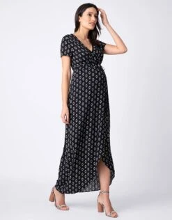 Seraphine Robe Grossesse Longue Portefeuille -Seraphine daisy blkwht 01 1