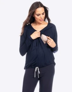 Seraphine Pyjama Grossesse Et Allaitement Bleu Marine -Seraphine eugenie navy 06
