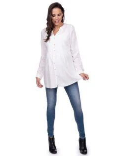 Seraphine Blouse Grossesse – Ivoire -Seraphine fern white 03