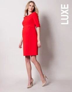 Seraphine Robe De Grossesse Peplum Rouge -Seraphine francesca red 02 2 1