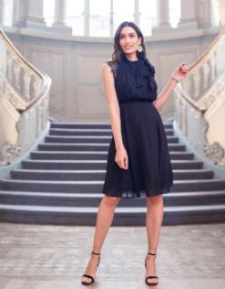 Seraphine Robe Grossesse Et Allaitement Col Cravate – Bleu Marine -Seraphine galina midnight 03