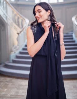 Seraphine Robe Grossesse Et Allaitement Col Cravate – Bleu Marine -Seraphine galina midnight 04