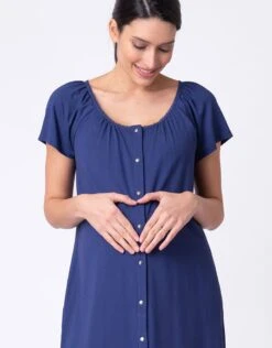 Seraphine Chemise De Nuit Grossesse Avec Boutons Pression- Bleu Marine -Seraphine gemmie navy 03