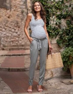 Seraphine Pantalon De Grossesse Chino En Mélange De Coton – Gris Clair