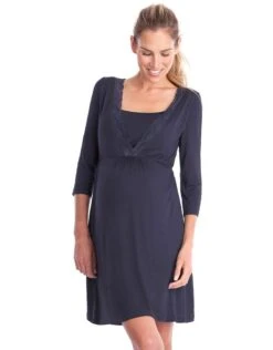 Seraphine Chemise De Nuit Grossesse Et Allaitement - Bleu Marine