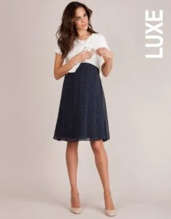 Seraphine Robe Grossesse Et Allaitement à Pois - Bleu Marine/Ivoire -Seraphine jill creamnavy 02 1