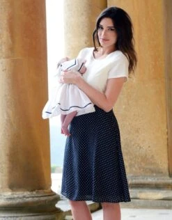 Seraphine Robe Grossesse Et Allaitement à Pois - Bleu Marine/Ivoire -Seraphine jill creamnavy loc2