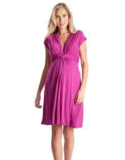 Seraphine Robe Grossesse Nouée - Rose Fuchsia -Seraphine joleness fushia worn by