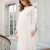 Seraphine Robe Grossesse Plissée Midi – Ivoire