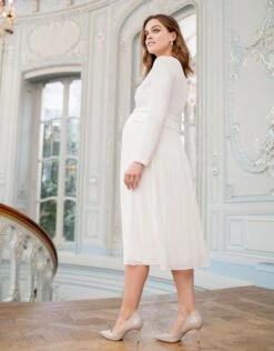 Seraphine Robe Grossesse Plissée Midi – Ivoire -Seraphine josephina ivory 04
