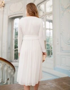 Seraphine Robe Grossesse Plissée Midi – Ivoire -Seraphine josephina ivory 05