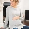 Seraphine Pull Grossesse Et Allaitement En Mélange De Coton Avec Col Détachable – Gris