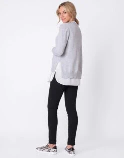 Seraphine Pull Grossesse Et Allaitement En Mélange De Coton Avec Col Détachable – Gris -Seraphine jupiter greymarl 05