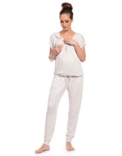 Seraphine Ensemble Loungewear Grossesse Et Allaitement - Gris Clair -Seraphine karen oatmeal 02