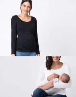 Seraphine Lot De 2 T-shirts Grossesse Et Allaitement – Noir/Blanc