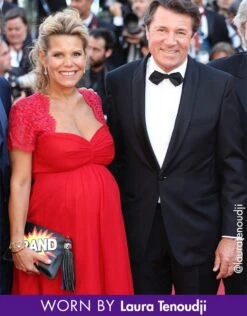 Seraphine Robe Longue Grossesse En Soie Et Dentelle - Rouge -Seraphine laura england